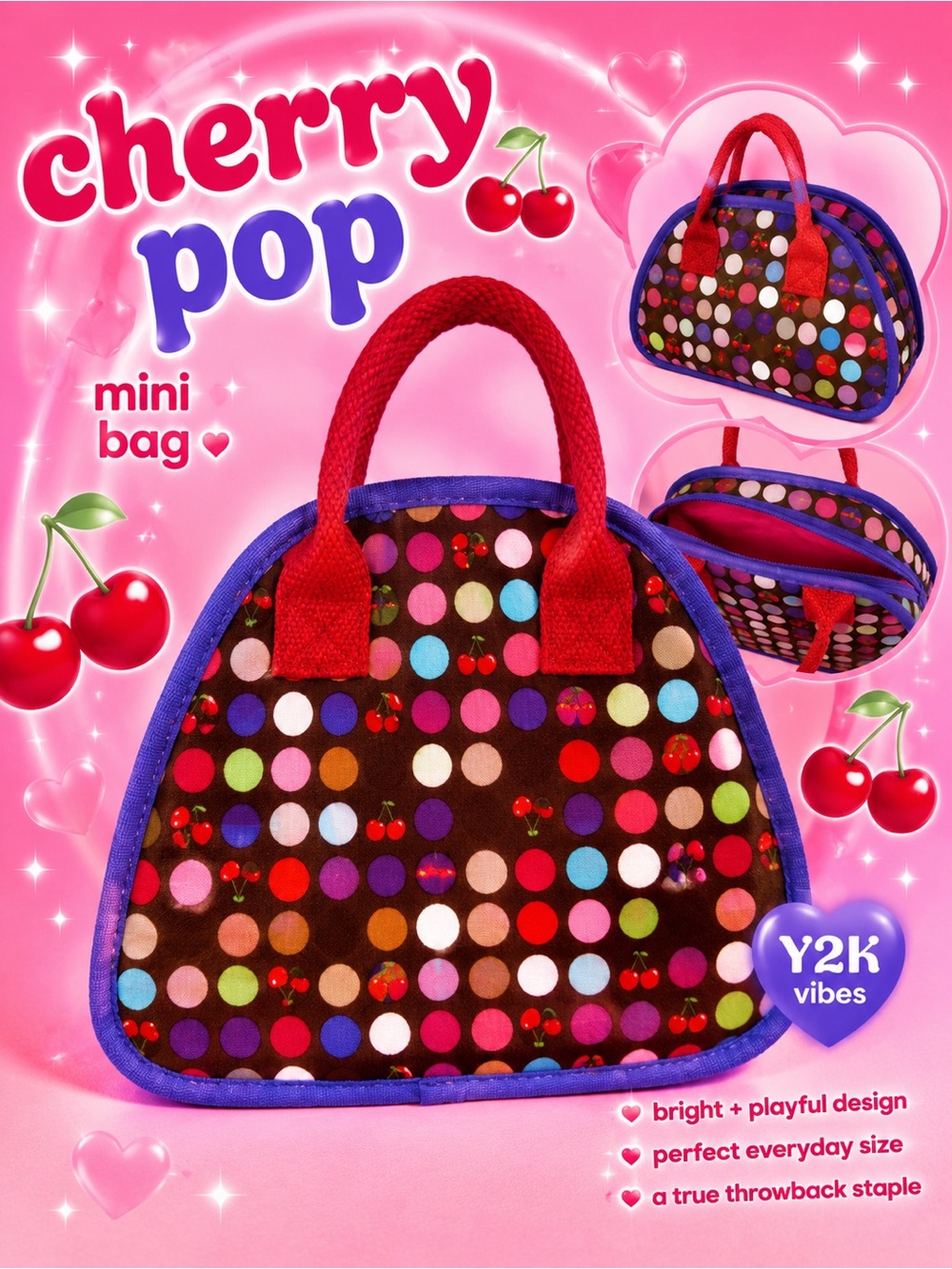 Cherry Y2K summer colorful polka dot fruit Mini purse